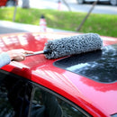 Microfibre Wheel Brush Dust-cleaning Brush Large Grey Round Telescopic Rod 360 Degree Rotating Ultra Soft Completely Safe Car Wheel Cleaning Tool