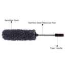 Microfibre Wheel Brush Dust-cleaning Brush Large Grey Round Telescopic Rod 360 Degree Rotating Ultra Soft Completely Safe Car Wheel Cleaning Tool