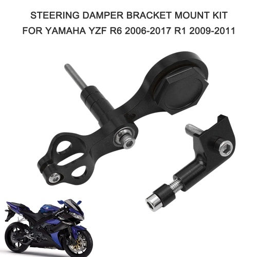 Damper Bracket Steering Damper Bracket Mount Kit Motorcycle Steering Damper Stabilizer Mounting Bracket Replacement for YAMAHA YZF R6 2006-2017 R1 2009-2011