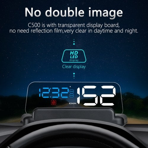 Car HUD Display, Head Up Display High Definition Speedometer Car Diagnostic Tool OBDⅡ Fault Code Elimination Safe Driving Computer Overspeed Fault Alarm for All Vehicles