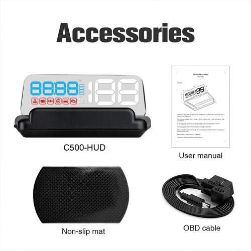 Car HUD Display, Head Up Display High Definition Speedometer Car Diagnostic Tool OBDⅡ Fault Code Elimination Safe Driving Computer Overspeed Fault Alarm for All Vehicles