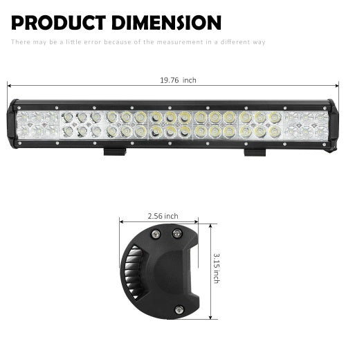 126W 20inch Waterproof Spot Flood Combo for ATV Truck Led Lights Driving Lamp with Mounting Bracket for Car Vehicle