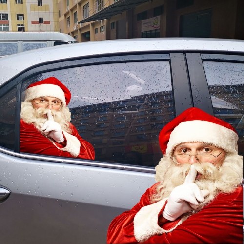 2PCS 3D Cartoon Santa Car Window Cover Auto Covers Realistic Car Sticker Christmas Gift(Left and Right)