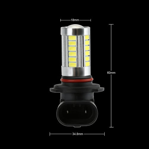 2 X 5630 33-SMD 850LM LED مصباح ضباب السيارة لمبة 9005 مقبس أبيض