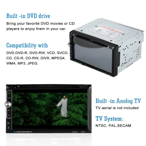 7" Universal 2 Din HD 1080P BT Car Stereo DVD Player