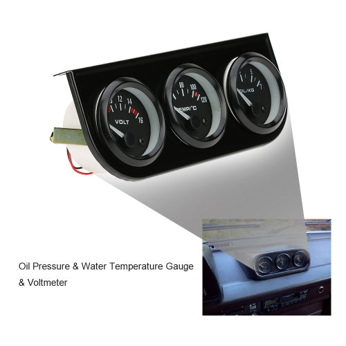 52mm Electronic Triple Gauge Kit Oil Pressure Water Temperature Gauge Voltmeter 3 in 1 Car Motorcycle Meter