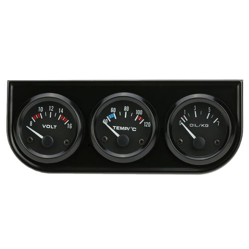 52mm Electronic Triple Gauge Kit Oil Pressure Water Temperature Gauge Voltmeter 3 in 1 Car Motorcycle Meter