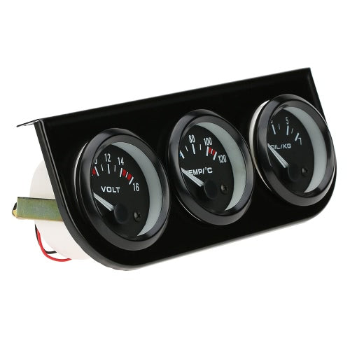 52mm Electronic Triple Gauge Kit Oil Pressure Water Temperature Gauge Voltmeter 3 in 1 Car Motorcycle Meter