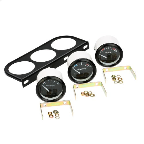 52mm Electronic Triple Gauge Kit Oil Pressure Water Temperature Gauge Voltmeter 3 in 1 Car Motorcycle Meter