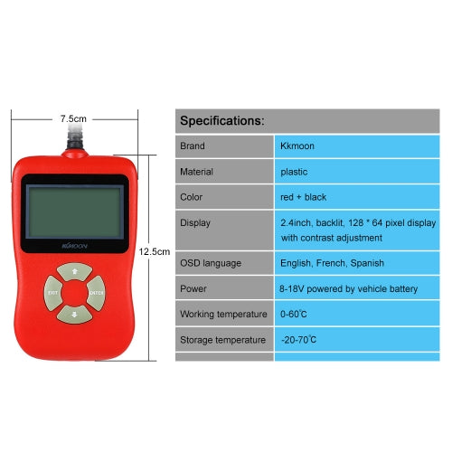 KKmoon Obdii EOBD أداة مسح ضوئي تشخيصية للسيارة رمز قراءة رموز المشاكل التشخيصية للماسح الضوئي