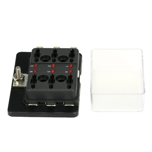 6 Way Blade Fuse Box Holder with LED Warning Light Kit for Car Boat Marine Trike 12V 24V