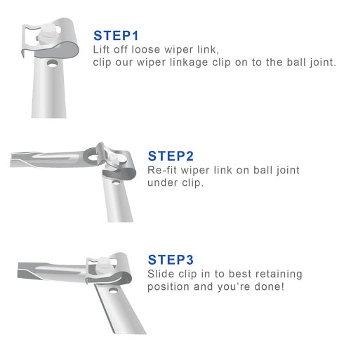 Pair of Windscreen Wiper Motor Linkage Rods Arms Link Mechanism Repair Clip Kit