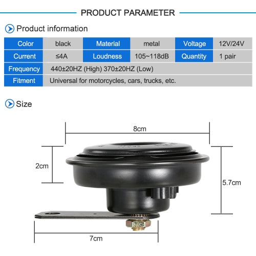 2 قطعة 12 فولت 110DB الترا بصوت عال القرن المزدوج لهجة المتكلم العالمي للدراجات النارية سيارة شاحنة فان