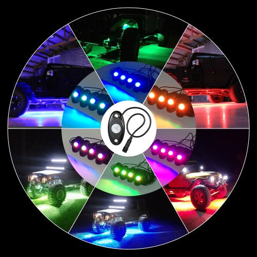 4 قطعة 12 فولت RGB LED أضواء الصخور لشاحنة جيب على الطرق الوعرة SUV