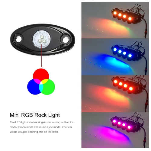 4pcs 12V RGB LED Rock Lights for Jeep Off Road SUV Truck