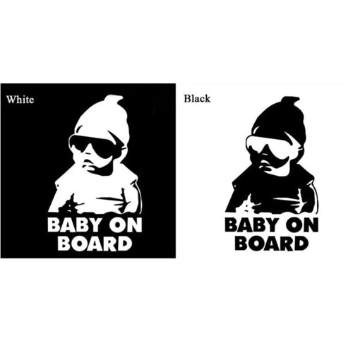 Cute Lovely Baby Cool Hat Sunglasses on Board Pattern Car Sticker Window Reflective Sheeting 3D Car Windshield Decal Rear Funny Outside Styling Auto Vehicle Decoration Affixed Cover Laptop Truck Accessories