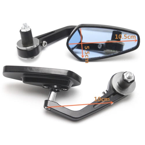 1 Pair 7/8’’ 22mm Handlebar Black Rotatable Aluminum Diamond Shape Motorcycle Bar End Rearview Side Mirror Modified Bend Rod Accessories Universal Scooter