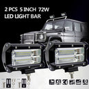 2Pcs 5inch 72W LED Light Bar Spot Beam Work Light Driving Fog Light Road Lighting for Jeep Car Truck SUV Boat Marine