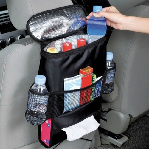 Car Seat Auto Back Ice Pack Bag Organizer Multi Pocket Travel Storage Bag Cooler Bags Admission Cloth Compact Vehicle Item Storage Holder Backseat Organizers