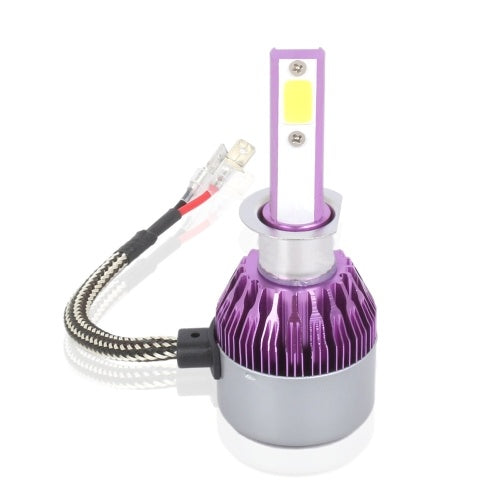 C6 Universal Car LED Headlight Purple Auto Modified Conversion Lamp Kit COB Bulbs Lamps 6500K White Light