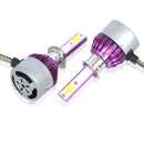 C6 Universal Car LED Headlight Purple Auto Modified Conversion Lamp Kit COB Bulbs Lamps 6500K White Light