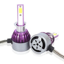 C6 Universal Car LED Headlight Purple Auto Modified Conversion Lamp Kit COB Bulbs Lamps 6500K White Light