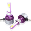 C6 Universal Car LED Headlight Purple Auto Modified Conversion Lamp Kit COB Bulbs Lamps 6500K White Light