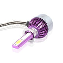 C6 Universal Car LED Headlight Purple Auto Modified Conversion Lamp Kit COB Bulbs Lamps 6500K White Light