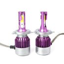 C6 Universal Car LED Headlight Purple Auto Modified Conversion Lamp Kit COB Bulbs Lamps 6500K White Light