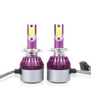 C6 Universal Car LED Headlight Purple Auto Modified Conversion Lamp Kit COB Bulbs Lamps 6500K White Light