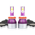 C6 Universal Car LED Headlight Purple Auto Modified Conversion Lamp Kit COB Bulbs Lamps 6500K White Light