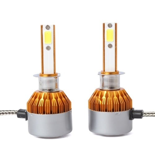 C6 Universal Automobile Headlight Gold Modified Lamp Kit Car LED Conversion COB Bulbs Lamps 6500K White Light