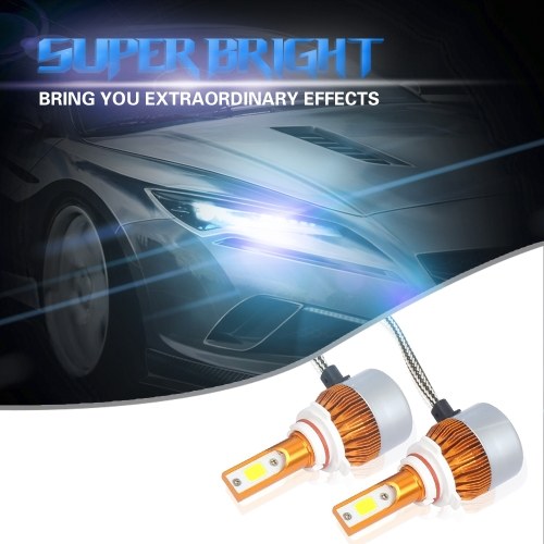 C6 Universal Automobile Headlight Gold Modified Lamp Kit Car LED Conversion COB Bulbs Lamps 6500K White Light