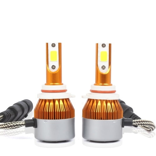 C6 Universal Automobile Headlight Gold Modified Lamp Kit Car LED Conversion COB Bulbs Lamps 6500K White Light