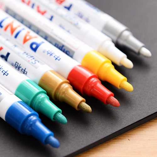 12 Colors Waterproof Pen Car Tyre Tire Tread Rubber Metal Permanent Paint Markers Graffiti Oily Marker Pen