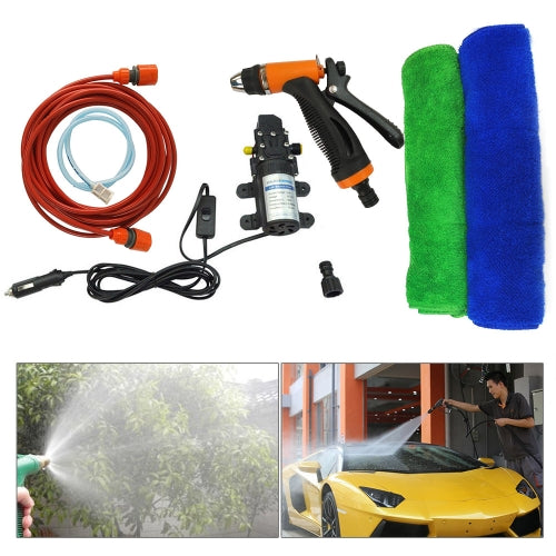 12V Car Wash Washing Machine Cleaning Electric Pump Pressure Washer Device Tool with 2pcs towel