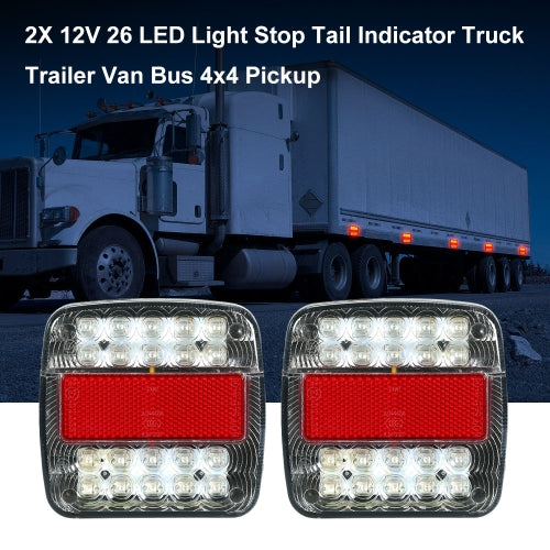 2X 12V 26 LED Light Stop Tail Indicator Truck Trailer Van Bus 4x4 Pickup