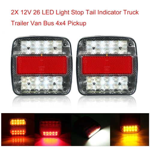 2X 12V 26 LED Light Stop Tail Indicator Truck Trailer Van Bus 4x4 Pickup