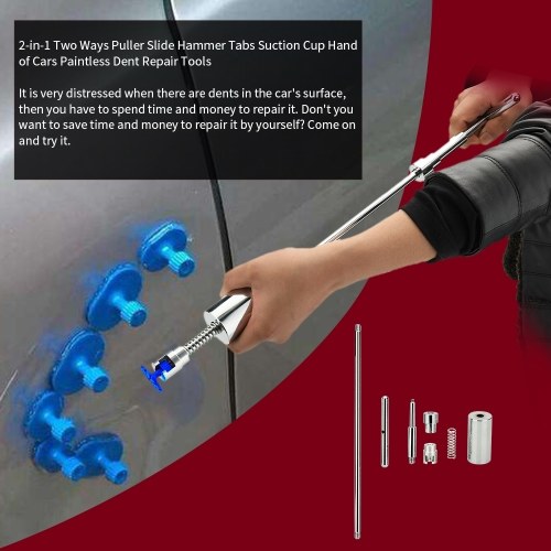 2-in-1 Two Ways Puller Slide Hammer Tabs Suction Cup Hand of Cars Paintless Dent Repair Tools