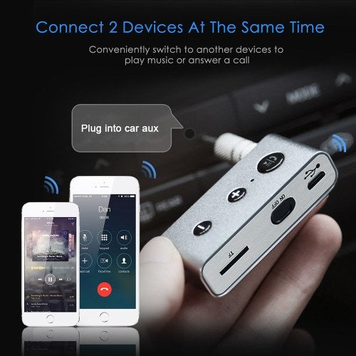 Wireless BT 3.5mm AUX Stereo Music Home Car Receiver Adapter Mic Hands-free Car Audio Adapter for TV Home Stereo Smartphone