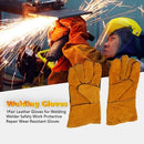 1Pair Leather Long Gloves for Welding Safety Welding Labor Gloves,Orange