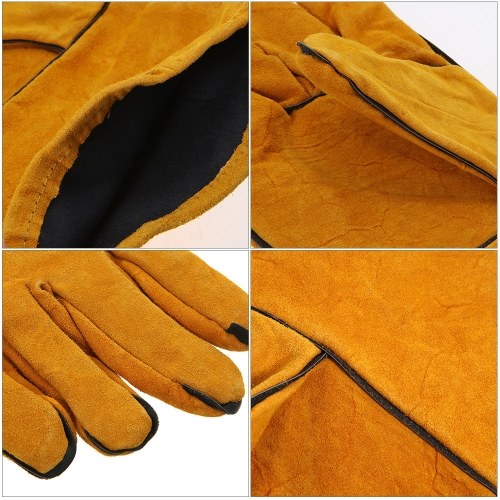 1Pair Leather Long Gloves for Welding Safety Welding Labor Gloves,Orange