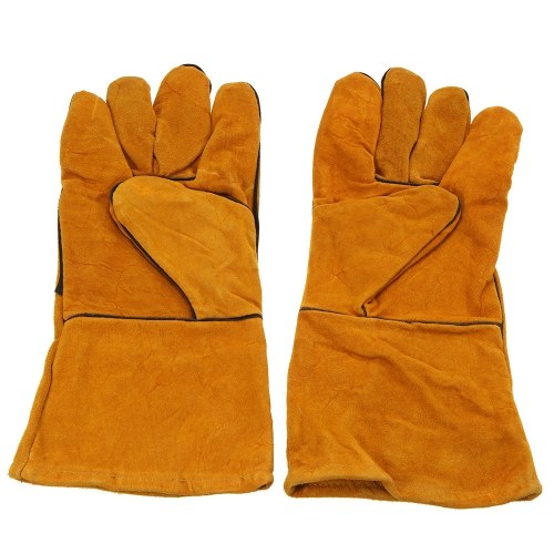 1Pair Leather Long Gloves for Welding Safety Welding Labor Gloves,Orange