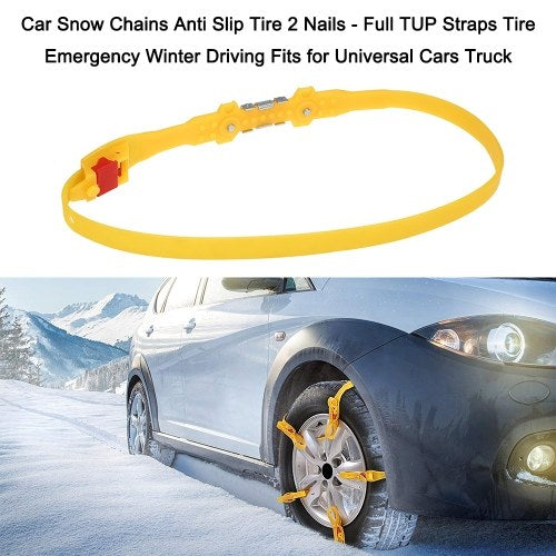 Car Snow Chains Anti Slip Tire 2 Nails - Full TUP Straps Tire Emergency Winter Driving Fits for Universal Cars Truck