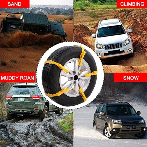 Car Snow Chains Anti Slip Tire 2 Nails - Full TUP Straps Tire Emergency Winter Driving Fits for Universal Cars Truck