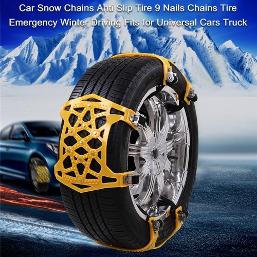 Car Snow Chains Anti Slip Tire 9 Nails Chains Tire Emergency Winter Driving Fits for Universal Cars Truck