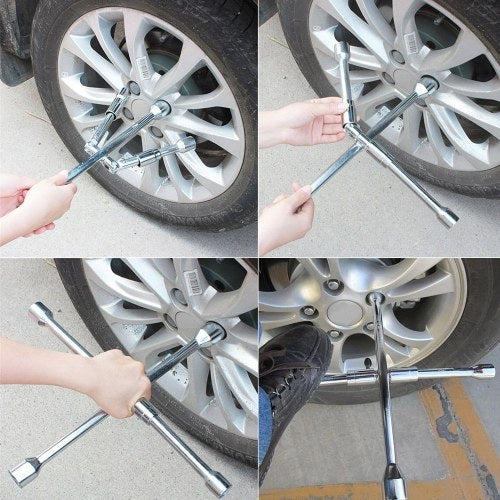 Quelima 17 19 21 23mm 4 Way Socket Wrenches Wheel Cross Wrench Folding Wrench Car Tyre Repair Tools