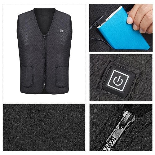 Electric USB Heated Warm Vest Men Women Heating Coat Jacket Clothing