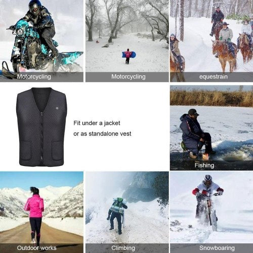 Electric USB Heated Warm Vest Men Women Heating Coat Jacket Clothing