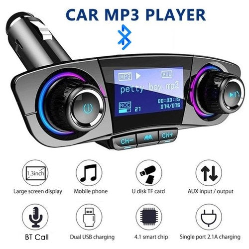 مشغل MP3 صوتي للسيارة مع شاحن سيارة USB مزدوج